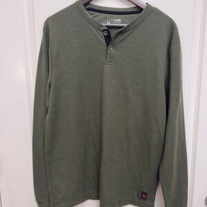Spyder Thermal Henley Shirt Mens XL Olive Green Knit Long Sleeve Snowboard